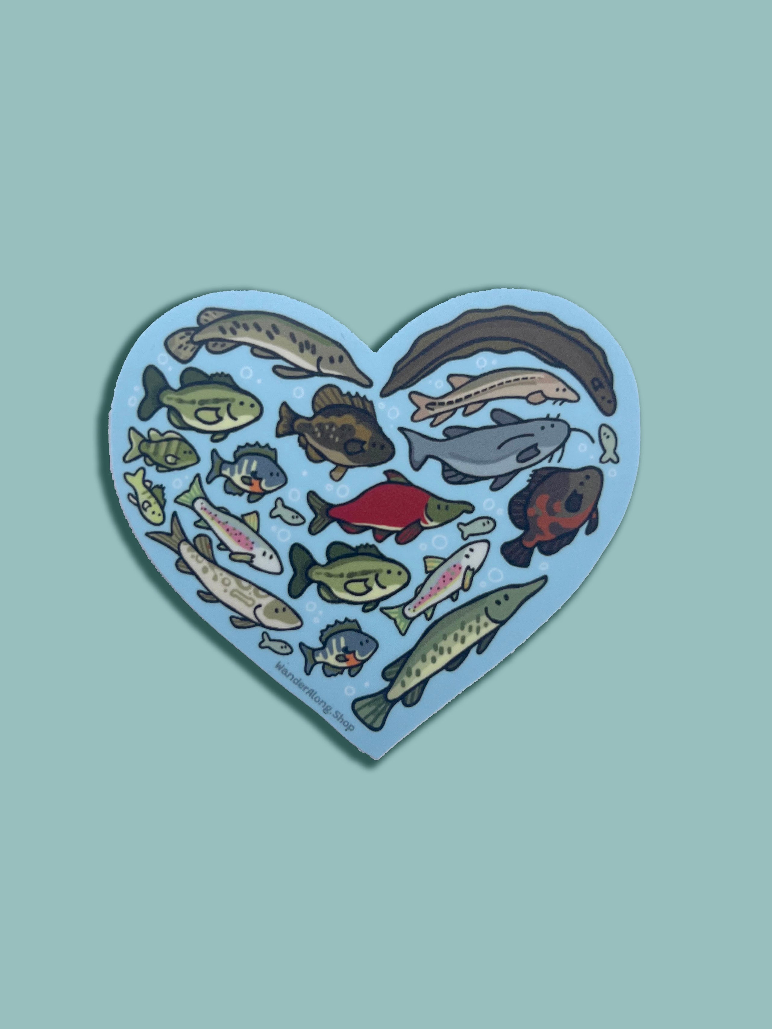 Freshwater Fish Heart Sticker – Wander Along